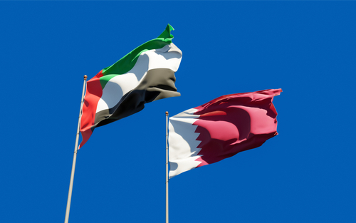 Qatar and UAE flags